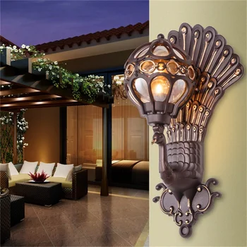 RONİN Retro dış duvar ışıkları klasik tavuskuşu gölge aplikleri lambası su geçirmez dekoratif ev sundurma Villa