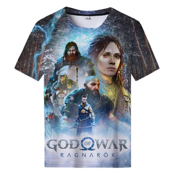 Tişörtleri Oyun God of War Ragnarok 3D Baskı Yaz Tees Ekip Boyun Kısa Kollu Casual TShirt Büyük Boy Erkek Kadın Çocuk Üstleri giysi