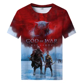 Tişörtleri Oyun God of War Ragnarok 3D Baskı Yaz Tees Ekip Boyun Kısa Kollu Casual TShirt Büyük Boy Erkek Kadın Çocuk Üstleri giysi
