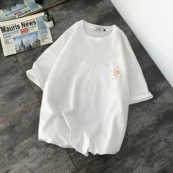 Harajuku Yaz Kawaii Karikatür Baskı t shirt Vintage Kore Versiyonu Trend Tüm Maç Giysileri Rahat Hip Hop Yaratıcı Streetwear