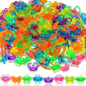 30/100 ADET çocuk Oyuncakları Çocuklar için Kız Erkek Glitter Plastik Yüzükler Parti İyilik Çeşitli Renkler Tasarımlar Paskalya Ivır Zıvır