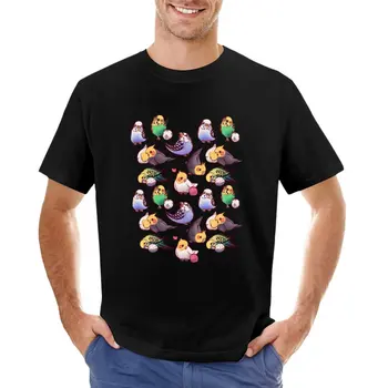 Muhabbet kuşları ve Papağanlar T-Shirt kısa kollu t-shirt kedi gömlek estetik giyim erkek giysileri