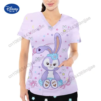 Disney kadın T-shirt V Yaka Üstleri Y2k Tarzı Cep Kadın T-Shirt Kadın Giyim için 2023 Yeni Gelenler Tshirt Y 2k Üst Yk2 Kpop