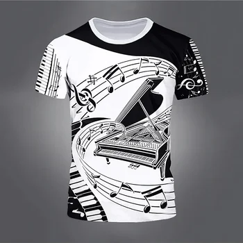 Yaz Nota T - Shirt Piyano 3D Baskı Streetwear Erkekler Kadınlar Moda Büyük Boy Kısa Kollu T Gömlek Çocuklar Tees Tops Giyim