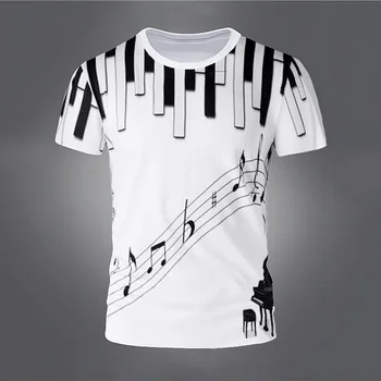 Yaz Nota T - Shirt Piyano 3D Baskı Streetwear Erkekler Kadınlar Moda Büyük Boy Kısa Kollu T Gömlek Çocuklar Tees Tops Giyim