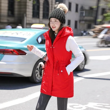 Sonbahar Kış Kadın Aşağı Pamuk Yelek Ceket Kalınlaşmak Kore Şapka Ayrılabilir Dış Giyim Kadın Cep Yelek Üstleri Yeni Boyutu 3XL
