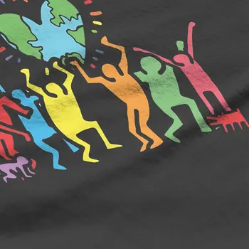 Haring Geometrik Graffiti Biz Sevilen Dünya Tshirt Homme kadın Streetwear Unisex Polyester Blusas T Shirt Kadınlar İçin