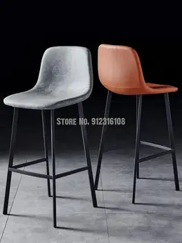 Bar sandalyesi ışık lüks yüksek bar taburesi bar sandalyesi İskandinav demir geri yüksek tabure modern basit ön büro Cafe tabure