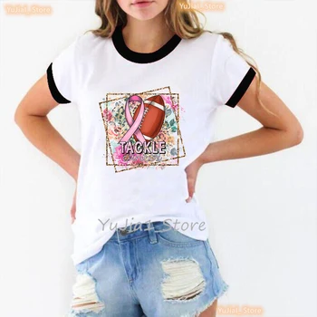 2024 Sıcak Satış Mücadele Kanser Grafik Baskı T Shirt Kadın Komik Serin Leopar Pembe Yay Tshirt Femme Yaz moda tişört Kadın