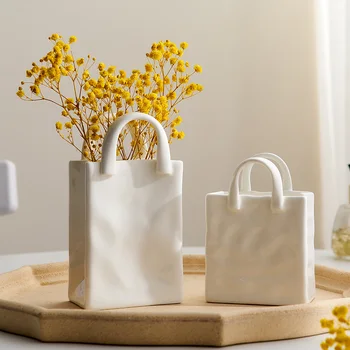 Yaratıcı Beyaz Seramik Vazo Çiçek Sepeti İskandinav Oturma Odası Ev Dekorasyon Aksesuarları Bahçe Yatak Odası Dekorasyon saksı