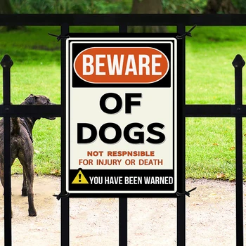 1 adet 30x20cm Metal Dikkat Köpek İşareti Açık Pas Ücretsiz UV Baskılı Uyarı İşaretleri Çit Retro Tabela Ev Bar Dekor İçin