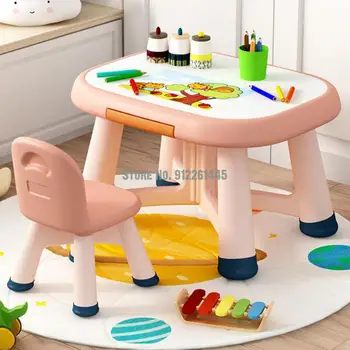 Çocuk masası ve sandalye seti bebek eğitim masası plastik fıstık masa çocuk masası yazı masası ev anaokulu