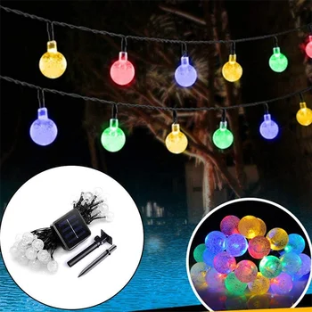 8 Modları güneş ışığı kristal top 5 M/7 M/12 M/ LED dize Lambaları peri fenerler Garlands Noel partisi dış Dekorasyon İçin