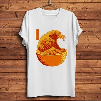 büyük turuncu dalga Komik ukiyo T Shirt Erkek Homme O-Boyun Kısa Kollu Rahat Nefes Tee Unisex Streetwear TShirt