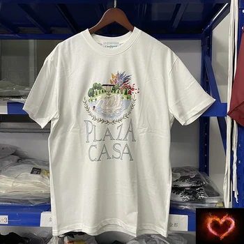 2023ss Kazablanka Logo T Shirt Erkek Kadın 1:1 Yüksek Kaliteli Kalın Malzeme En Tees Yaz Tarzı T-shirt