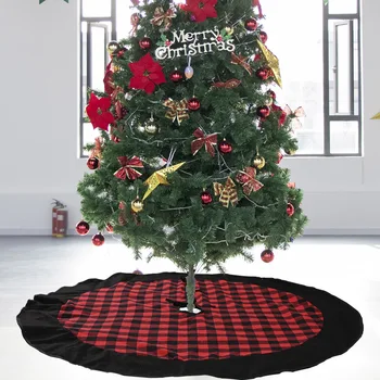 120CM Kırmızı Siyah Ekose Yılbaşı Ağacı Etek 2023 Noel Dekorasyon Ev için Navidad Yeni Yıl 2024 Dekor Süsler Noel Hediyesi