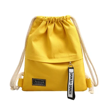 Tuval büzgülü sırt çantası Moda Okul Spor İpli Çanta Rahat Dize Sırt Çantası Okul Sırt çantası Genç Kadınlar İçin