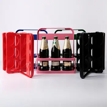 Uygun Bira Sepeti Yeniden Kullanılabilir Yuvarlak Kenarlı Bira Şişesi Taşıyıcı Yarım Düzine Şarap Sepeti Depolama