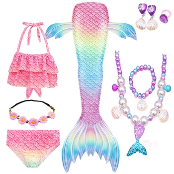 Yaz Kızlar Denizkızı Kuyrukları Mayo Kostüm Çocuklar İçin Uygun Mermaid Cosplay Kostüm Giyim Bikini Plaj Havuzu İçin Doğum Günü Hediyeleri