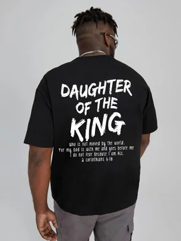Kızı KRAL Mektup baskı t-shirt Kadın Erkek Unisex Vintage Trend Tees Tops Geri Baskılı Rahat Yaz Pamuklu T Shirt