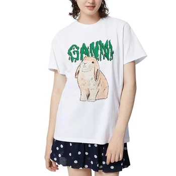 100 % Pamuk Japon Karikatür Kısa Kollu tişört Kadın Yaz Gevşek Tembel Amerikan Retro Moda Trendi Ins Rüzgar Bluz