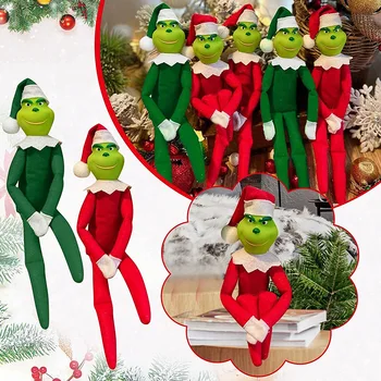 Noel Yeşil Kırmızı Elf Bebek Yeşil Saç Canavar bebek Yılbaşı Ağacı Kolye Yeni Yıl İçin