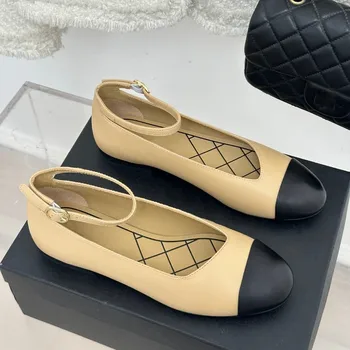 Mary Janes Ayakkabı Kadınlar İçin Boyutu 35-41 İlkbahar Sonbahar Yeni Hakiki deri makosenler Karışık Renkler Flats Patchwork tasarım ayakkabı