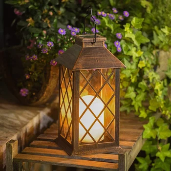 Güneş fener, açık bahçe asma fener LED titrek alevsiz mum ışıkları masa, Açık, parti dekoratif