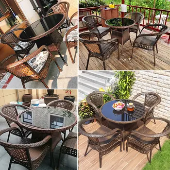 Modern Bahçe mobilya takımları Eğlence Rattan Sandalye Üç parçalı Set veranda Açık hava Masa ve Sandalye Seti Çin dış mekan mobilyası