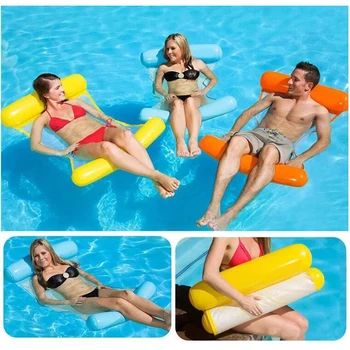 PVC Katlanabilir Yüzen Yatak Su Hamak Şamandıra Şezlong şişme havuz matı Sandalye yüzme hava yatağı Havuzu Aksesuarları