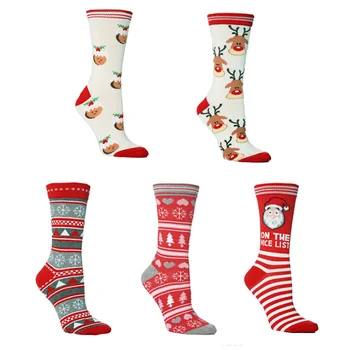 Moda Basit Kış sıcak tutan çoraplar Noel Elk Çizgili Orta tüp Çorap Stereoskopik Kulaklar Noel Çorap Büyük kırmızı çoraplar