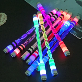 Çocuk yaratıcı akrilik ışık Iplik Kalem Haddeleme Parmak Dönen Gyro kalem çocuklar yanıp sönen LED masaüstü stres Giderici Oyuncaklar