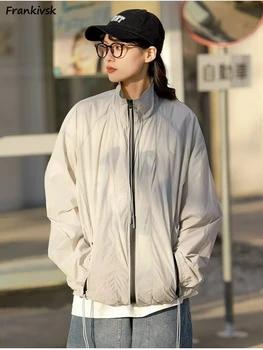 Ceketler Kadın Amerikan Tarzı Vintage Basit Katı Güneş geçirmez Paltolar Minimalist Yaz Yeni Tüm Maç Streetwear Kolej Eğlence