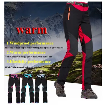 Bayan Sıcak yürüyüş pantolonu Kış Rüzgar Geçirmez Nefes Polar Softshell Pantolon Tırmanma Kayak Kamp Aşırı Spor Pantolon Açık