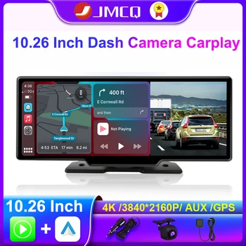 JMCQ 10.26 İnç Dash Kamera 4K 3840 * 2160P araba dvr'ı Kablosuz Bağlantı Carplay ve Android Otomatik WiFi bluetooth'lu gps'li Navigasyon DVR