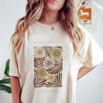 Retro Trend 90s Moda Yaz sanat baskı Kısa Kollu Giyim Desen Üst Pamuk beyaz tişört kadın Eğlenceli Çok Yönlü Temel T-sh