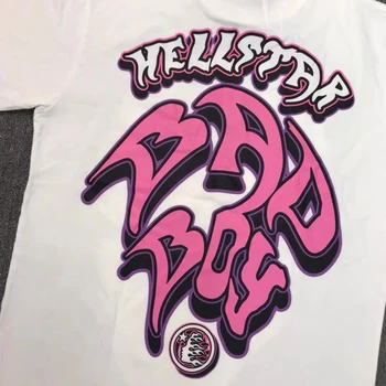Pembe Karakter Portreler Baskılı Hellstar T-Shirt Nefes Erkek Kadın Kısa Kollu Cehennem Yıldızı T Shirt Yüksek Kaliteli Üst Tee