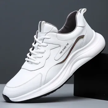 Yeni Rahat deri ayakkabı Erkekler İçin Beyaz Eğitmenler Sneakers Erkek Ayakkabı Dantel-Up erkek Ayakkabı Koşu Nefes Spor kurulu