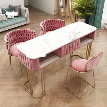 Avrupa Tırnak Masaları Sandalye Seti Salon mobilya Tasarımcısı Tırnak Dükkanı Tırnak manikür masaları Basit Çift Profesyonel manikür masası