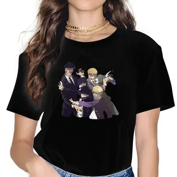 Kadın Takım Elbise T Shirt Mob Psiko 100 Giderek Kampüs Giysileri Vintage Kısa Kollu Yuvarlak Boyun Tees Baskılı T-Shirt