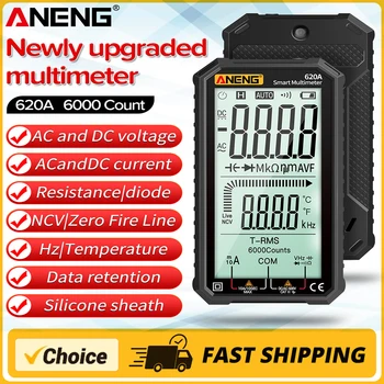 ANENG 620A Dijital Multimetre Otomatik Değişen Çok Test Cihazı True RMS Otomatik Elektrik Kapasite Test Cihazı Amp Volt Ohm NCV Testleri