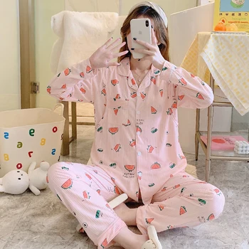 Doğum sonrası Hemşirelik Pijama Seti 2023 Sonbahar hamile kıyafetleri Pijama Uzun Kollu Kadın Emzirme Gecelik Gebelik Pijama