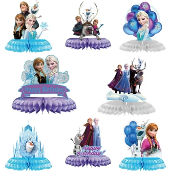 Disney Dondurulmuş Doğum Günü Partisi Süslemeleri Anna Elsa Kar Kraliçesi Kız Parti Sofra Balonlar Malzemeleri Kağıt Peçeteler Tabaklar Bardaklar