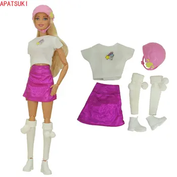Beyaz Mor Spor Giysileri barbie bebek Moda Kıyafetler Cosplay Oyuncu Kostüm Gömlek Etek Ayakkabı Kask 1/6 Aksesuarları