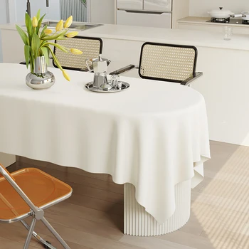 Krem beyaz masa örtüsü, ışık lüks, high-end feel masa örtüsü, yıkama ücretsiz, yağa dayanıklı, su geçirmez sehpa mat, mat