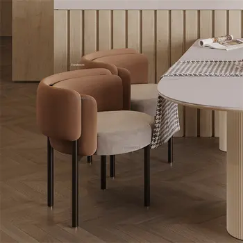 İskandinav kadife yemek sandalyeleri mutfak mobilyası ışık lüks restoran sandalye tasarımcı yaratıcı kol dayama arkalığı mutfak sandalyeleri
