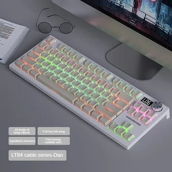 LT84 kablolu / kablosuz bluetooth mekanik klavye RGB Üç modlu Aydınlık dijital ekran Serin çalışırken değiştirilebilir Oyun Klavyesi