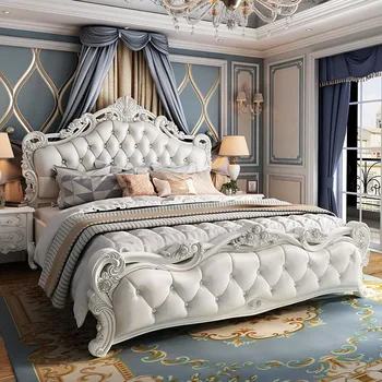 Modern Estetik yatak Çerçeveleri Kraliçe Depolama Vintage Ahşap Lüks king-size yatak Bedframe Platformu Camas De Casal yatak odası mobilyası