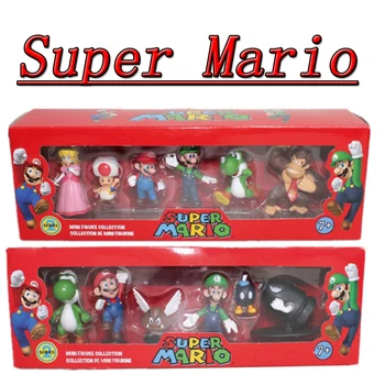 Yenı 3-7 cm Süper Mario Bros PVC aksiyon figürü oyuncakları Bebek Modeli Seti Luigi Yoshi Eşek Kong Mantar çocuklar için doğum günü hediyeleri