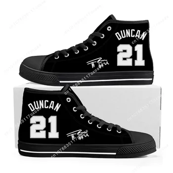 Tim Duncan NO 21 basketbol Yüksek Top Sneakers Erkek Bayan Genç Yüksek Kaliteli Kanvas Sneaker çift Ayakkabı Rahat özel ayakkabılar